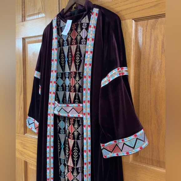 Women’s 2pc SHE CHOCOLATE Thobe/Kaftan/ Abaya Maroon Middle Eastern Dress Size 4 - Picture 3 of 9